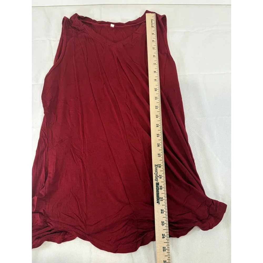 Unbranded Women's Maroon Red Wide Strap V Neck Tank Top Sleeveless Size M